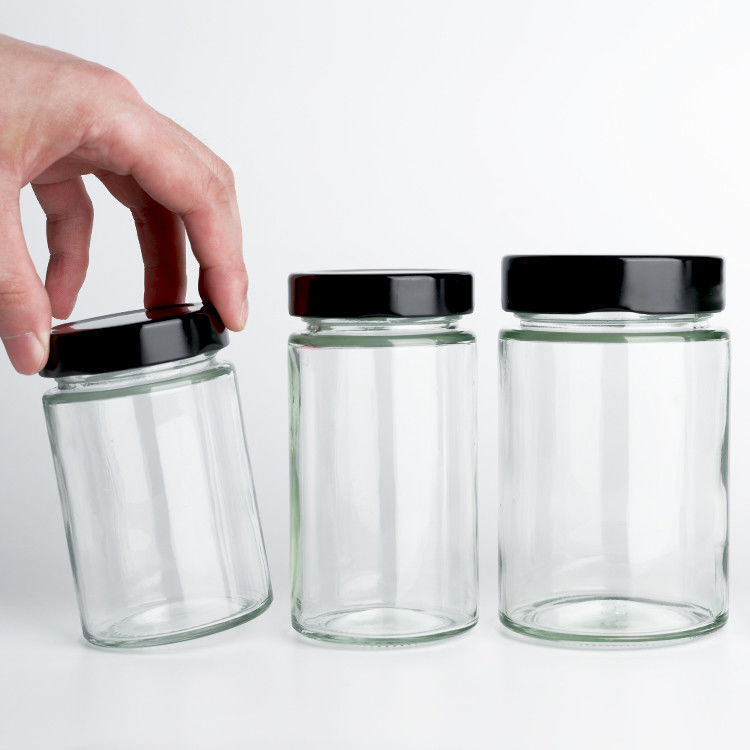 Wholesale Round Glass Pickles Jar 195ml 240ml 350ml  Honey Spice Chili Sauce Tomato Paste Jelly Glass Jars