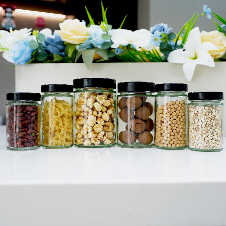 Wholesale Round Glass Pickles Jar 195ml 240ml 350ml  Honey Spice Chili Sauce Tomato Paste Jelly Glass Jars