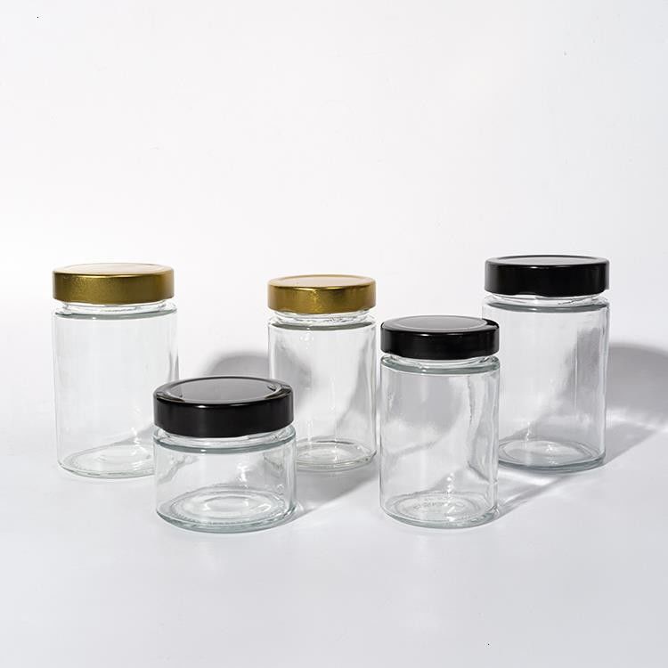 Food Factory Use 1Oz 4Oz 8Oz Round Shaped Clear Empty Storage Container Glass Jelly Jam Honey Sauce Jar