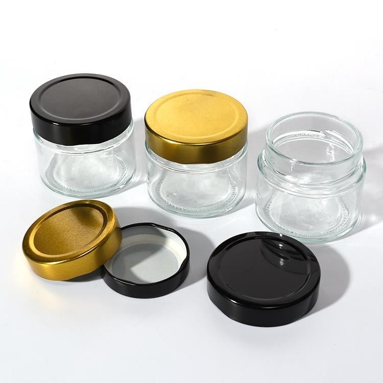 Food Factory Use 1Oz 4Oz 8Oz Round Shaped Clear Empty Storage Container Glass Jelly Jam Honey Sauce Jar