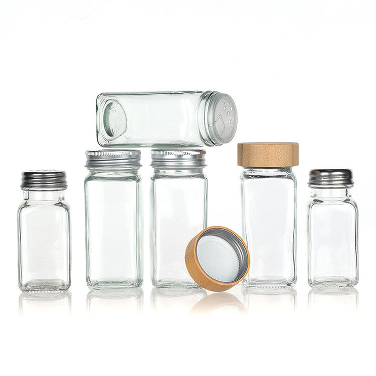 120Ml 90Ml Glass Spice Jars With Shaker Pour Lid Square 4Oz Spice Jar For Kitchen