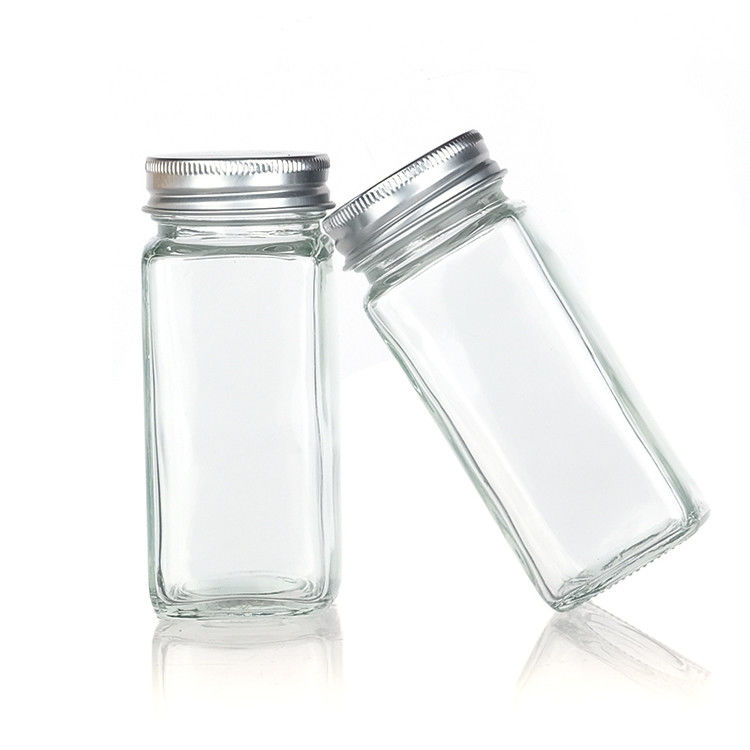 120Ml 90Ml Glass Spice Jars With Shaker Pour Lid Square 4Oz Spice Jar For Kitchen