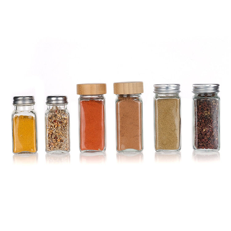 120Ml 90Ml Glass Spice Jars With Shaker Pour Lid Square 4Oz Spice Jar For Kitchen