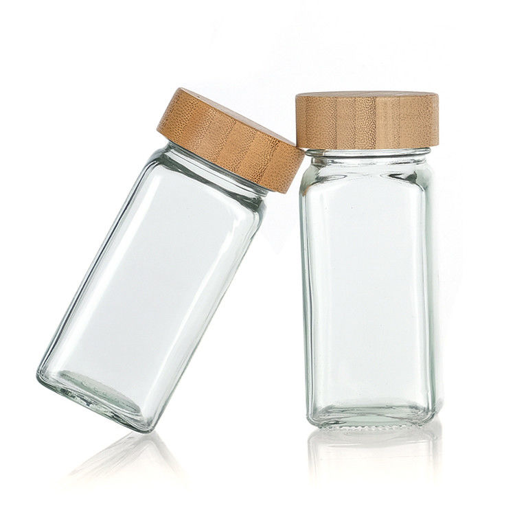 120Ml 90Ml Glass Spice Jars With Shaker Pour Lid Square 4Oz Spice Jar For Kitchen