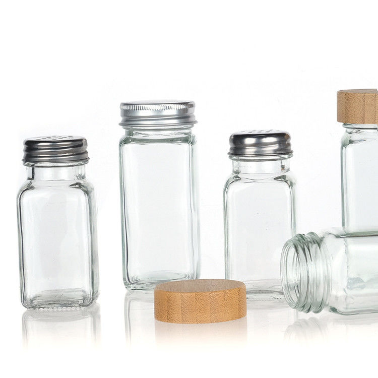 120Ml 90Ml Glass Spice Jars With Shaker Pour Lid Square 4Oz Spice Jar For Kitchen