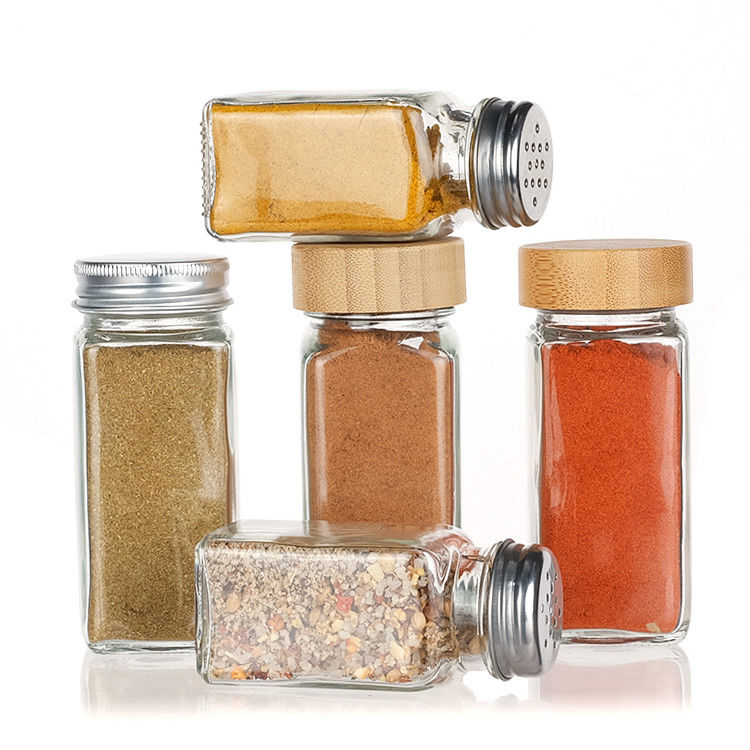 120Ml 90Ml Glass Spice Jars With Shaker Pour Lid Square 4Oz Spice Jar For Kitchen
