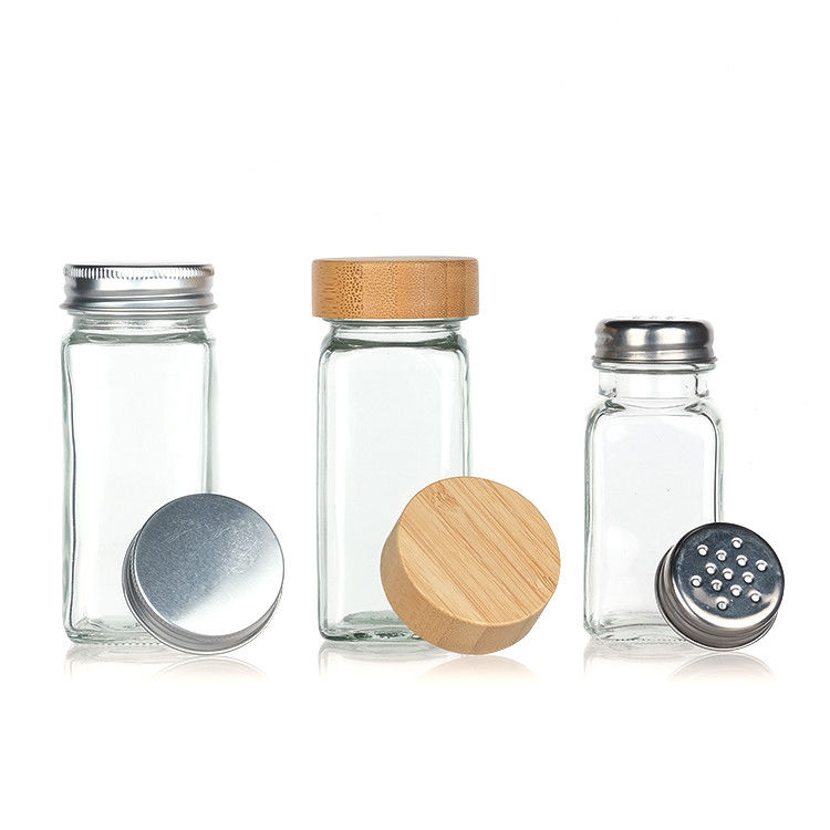 Kitchen Household Square Storage Jars 4oz Seasoning Bottle Glass Spice Jar With Various Lid