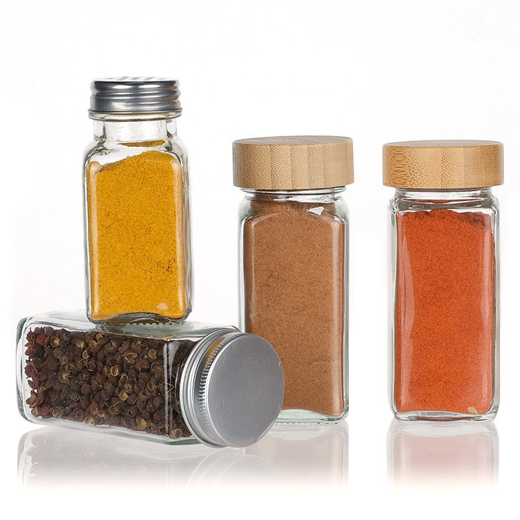 Kitchen Household Square Storage Jars 4oz Seasoning Bottle Glass Spice Jar With Various Lid