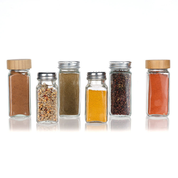 Oem Empty Clear 120ml Square Pepper Glass Bottle 4oz Spice Jar With Shaker For Kitchen Bbq