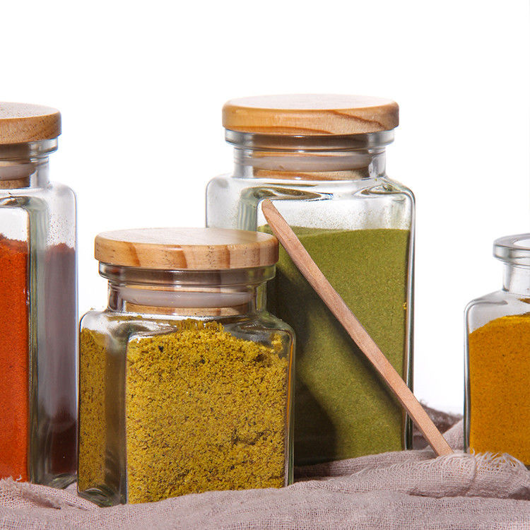 Empty Spice Container Pepper Shaker 100Ml Glass Spice Jar Salt Bottles With Bamboo Lid