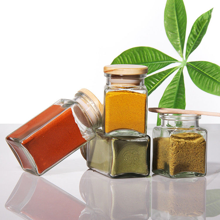 Empty Spice Container Pepper Shaker 100Ml Glass Spice Jar Salt Bottles With Bamboo Lid