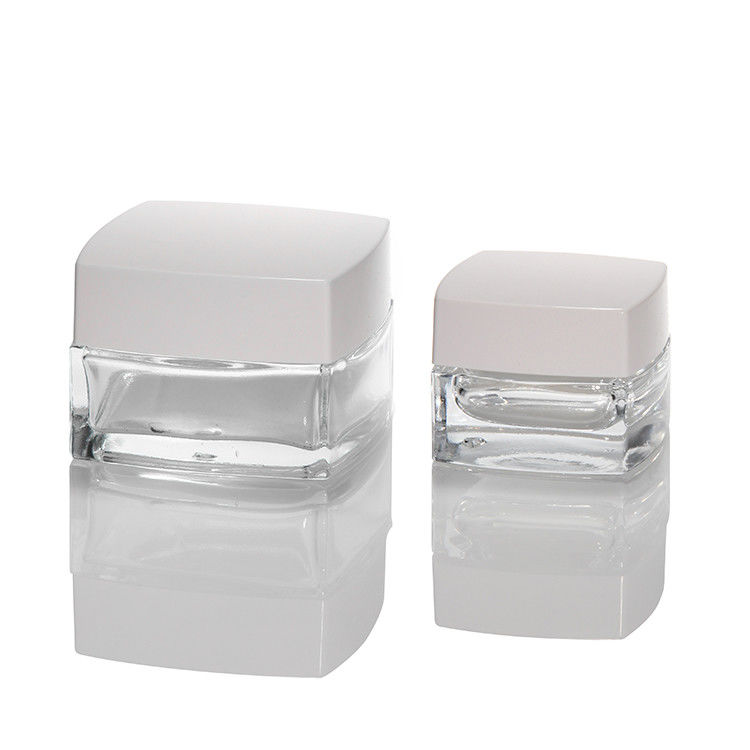 Small Clear Glass Cream Jars Hand Eye Cream Clear Square Shape Glass Cosmetics Cream Jars
