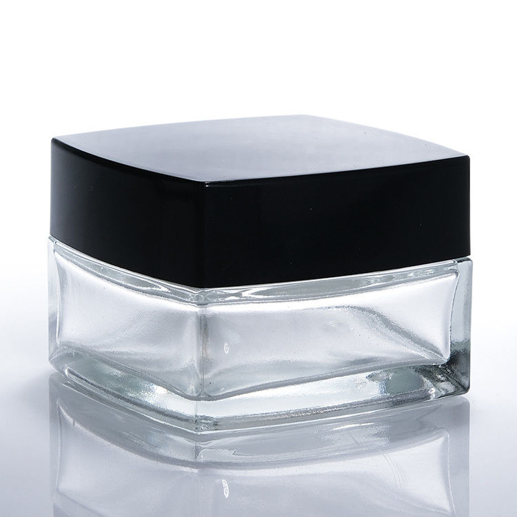 Small Clear Glass Cream Jars Hand Eye Cream Clear Square Shape Glass Cosmetics Cream Jars