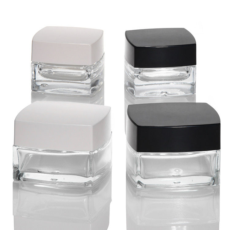 Empty Cosmetic Bottle Packaging 30ml 50ml 100ml Matte Glass Skincare Cream Jar with Black White Lid
