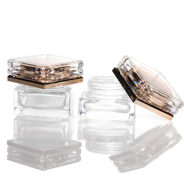 Custom Empty Frosted Glass Bottle With Rose Gold Lid 5ml-50ml Luxury Face Cosmetic Lotion Containers