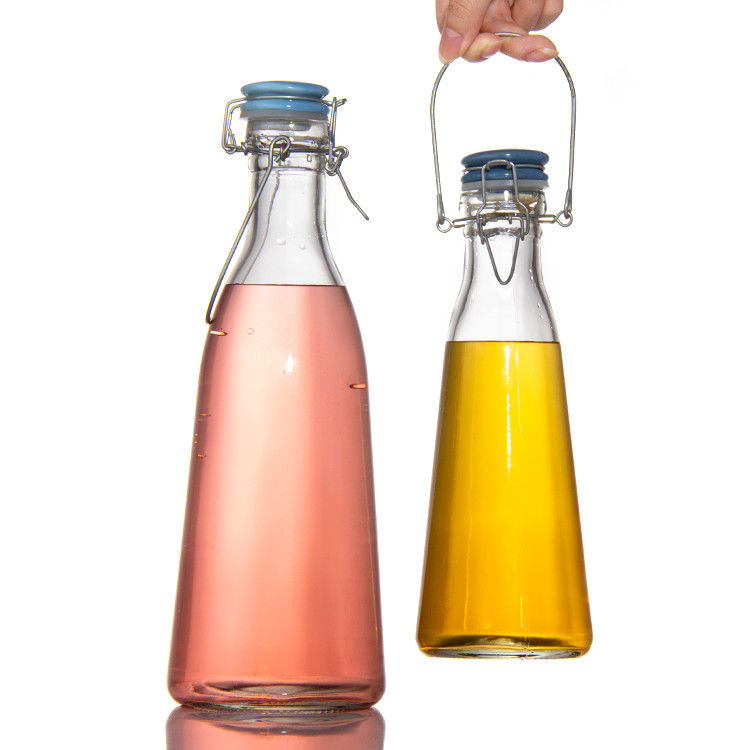 Empty 250ml 500ml 750ml Glass Bottle with Easy Swing Snap Cap For Beverage Juice Beer Vodka Whiskey