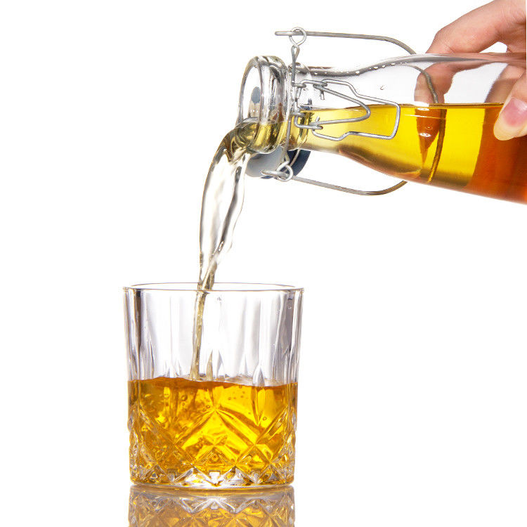 Empty 250ml 500ml 750ml Glass Bottle with Easy Swing Snap Cap For Beverage Juice Beer Vodka Whiskey