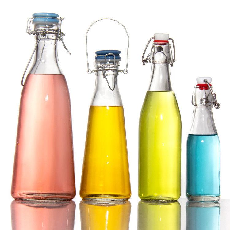 Empty 250ml 500ml 750ml Glass Bottle with Easy Swing Snap Cap For Beverage Juice Beer Vodka Whiskey