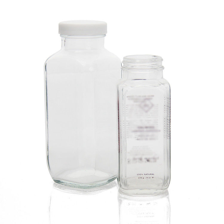 Glass Juice Bottles Squared Juice Glass Bottles With Tamper Proof Cap For Juice Beverage Packaging