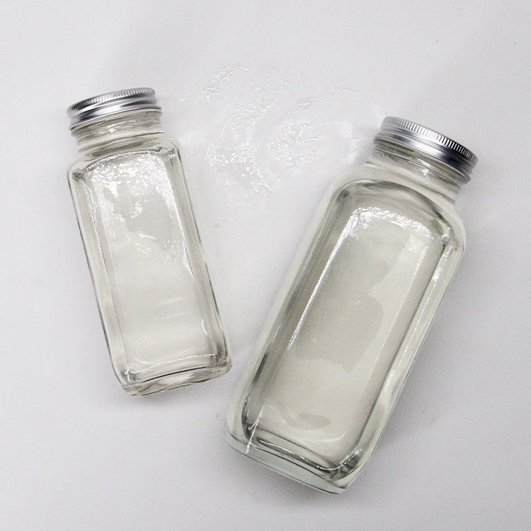 Glass Juice Bottles Squared Juice Glass Bottles With Tamper Proof Cap For Juice Beverage Packaging
