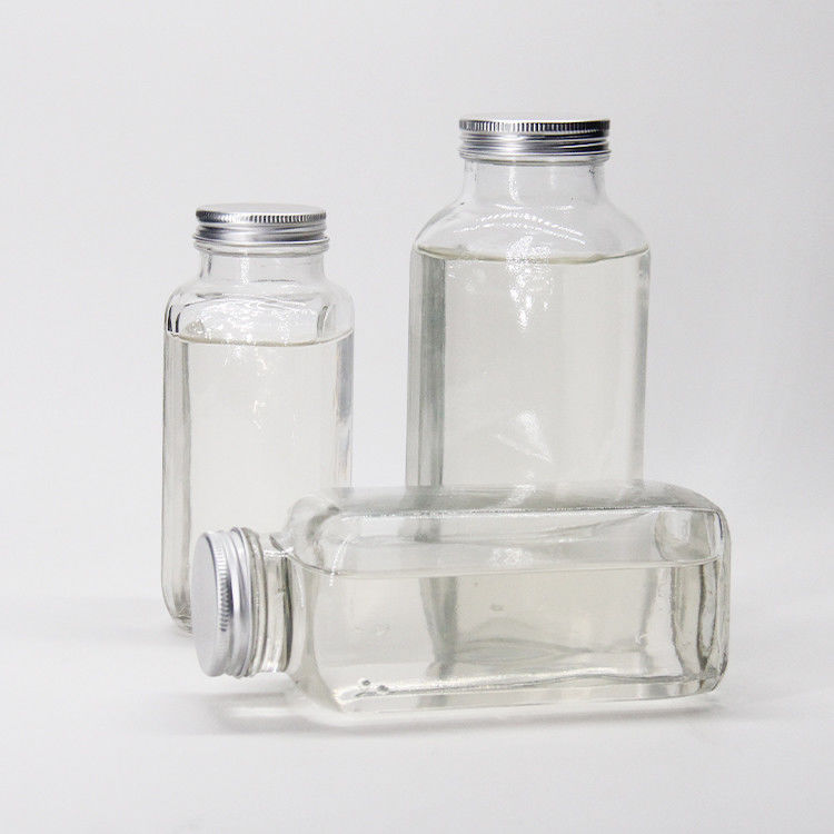 Glass Juice Bottles Squared Juice Glass Bottles With Tamper Proof Cap For Juice Beverage Packaging