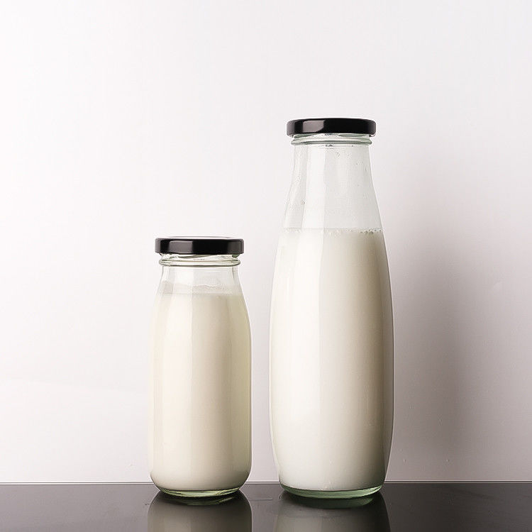 Free Sample 100Ml 200Ml 350Ml Pasterurization Cold Brew Tea Milk Glass Bottles With Metal Lid