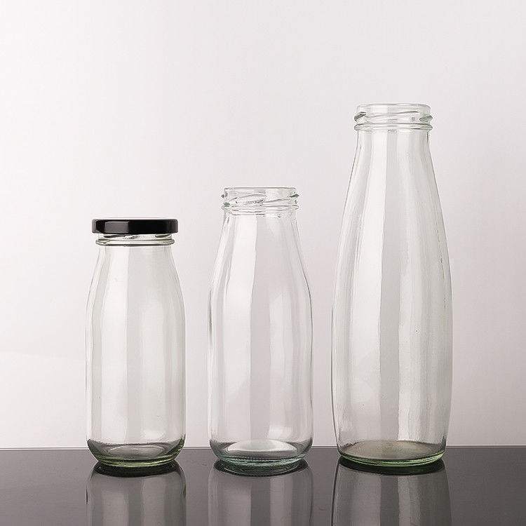 Free Sample 100Ml 200Ml 350Ml Pasterurization Cold Brew Tea Milk Glass Bottles With Metal Lid