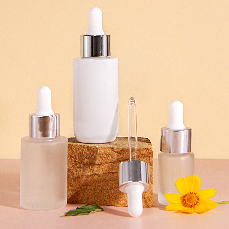Luxury 1oz 2oz 20ml 30ml 50ml Cosmetic Empty Flat Shoulder Serum Essential Oil Glass Dropper Bottle