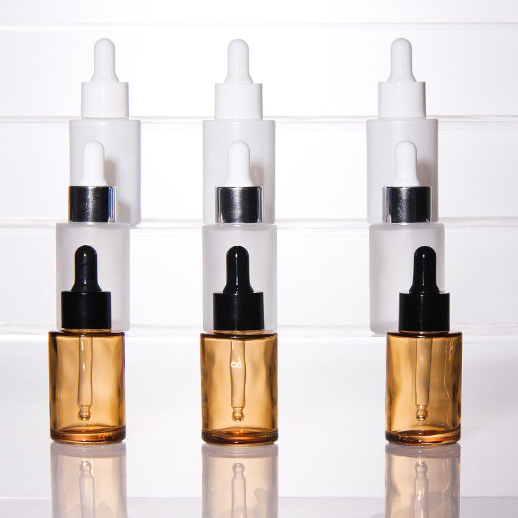 Empty 15ml 30ml Frosted Glass Face Oil Serum Bottle Packaging Glass Pump Cosmetic Serum Oil Dropper Bottle