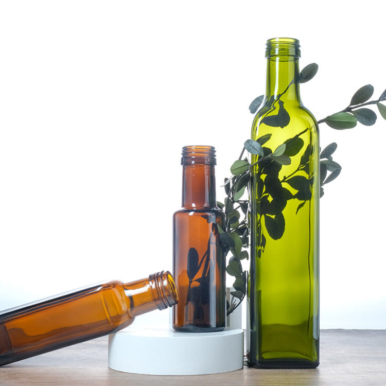 Green Color Clear Glass Square Round Olive Oil Bottles 125 Ml 250 Ml 500 Ml 750 Ml 1000 Ml