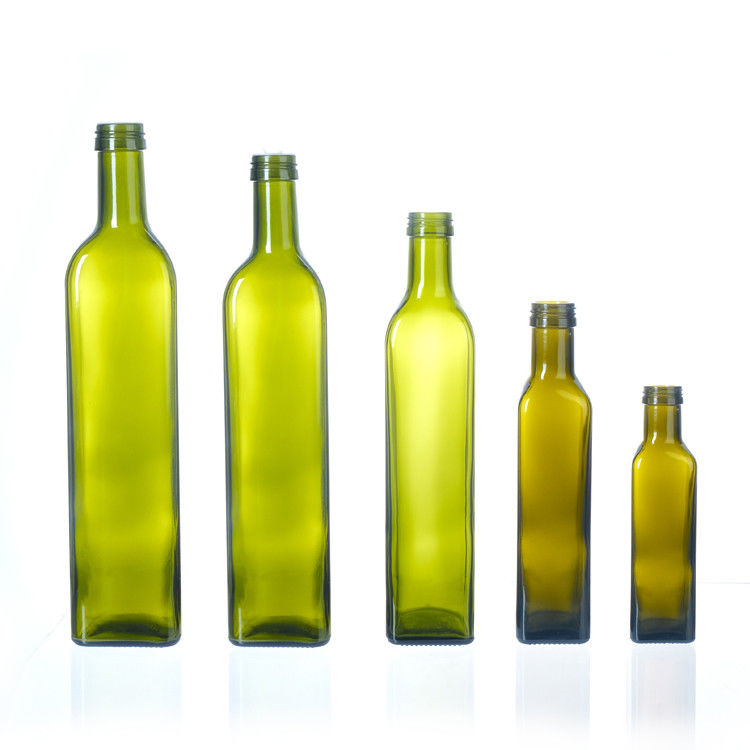 Empty Olive Oil Bottle With Cap 250ml 500ml 750ml 1l Clear Square Glass Bottle For Olive Oil