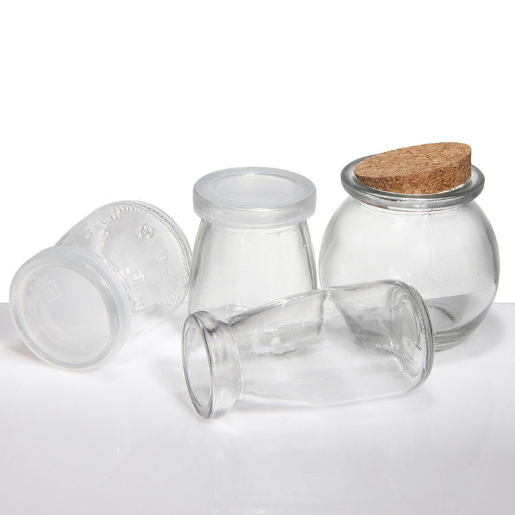 100 Ml 200 Ml Mini Round Clear Glass Milk Yogurt Pudding Jar With Wooden Stopper