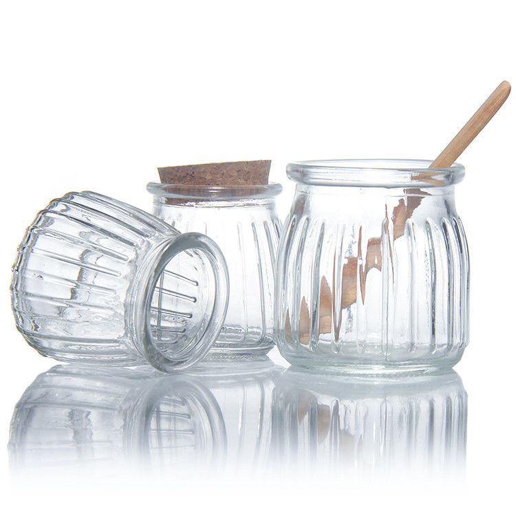 100 Ml 200 Ml Mini Round Clear Glass Milk Yogurt Pudding Jar With Wooden Stopper