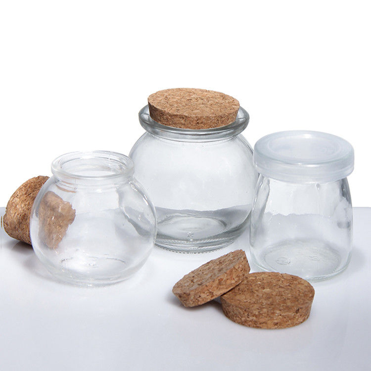 8Oz Empty Glass Yogurt Bottle Pudding Jar And Fresh Milk Bottle With Cork Lid