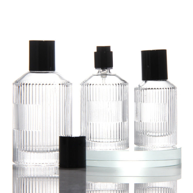 Cylinder Transparent Perfume Bottle OEM 50Ml Glass Perfume Bottle With Gift Box Pump Sprayer