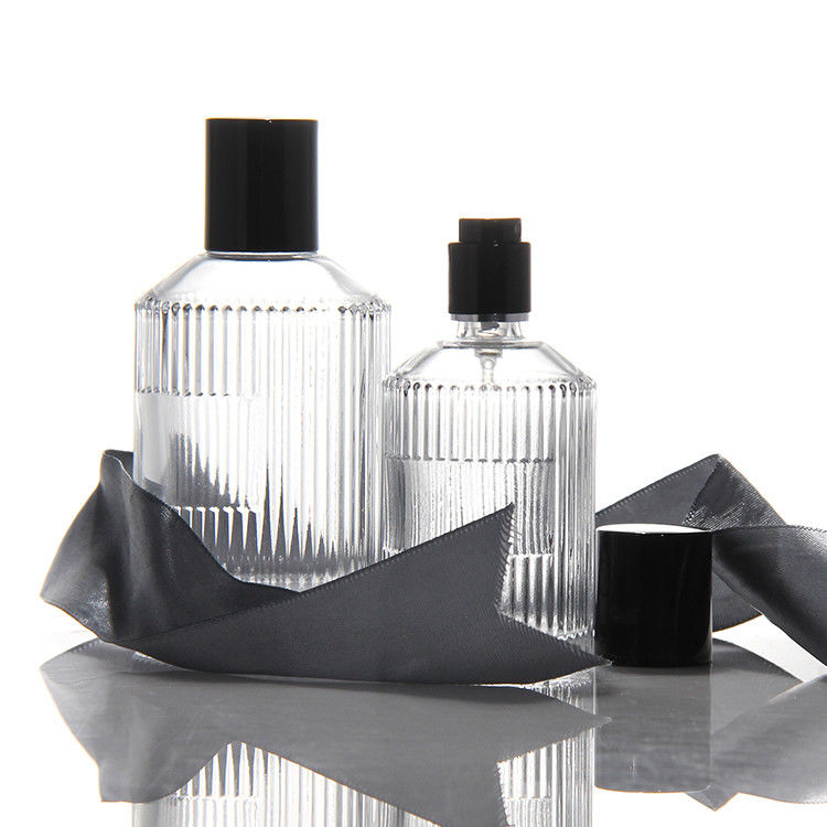 Cylinder Transparent Perfume Bottle OEM 50Ml Glass Perfume Bottle With Gift Box Pump Sprayer