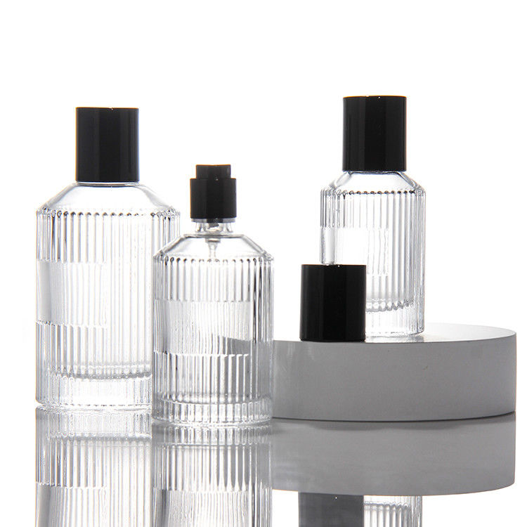 Cylinder Transparent Perfume Bottle OEM 50Ml Glass Perfume Bottle With Gift Box Pump Sprayer