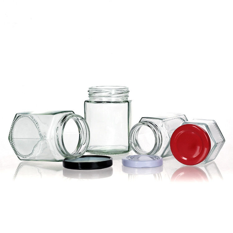 Clear Bottle Jars With Lids Hexagon Glass Storage Jar For Tea Canister