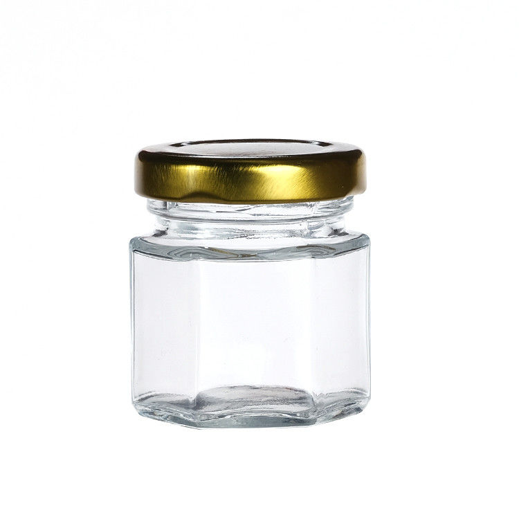 Clear Bottle Jars With Lids Hexagon Glass Storage Jar For Tea Canister