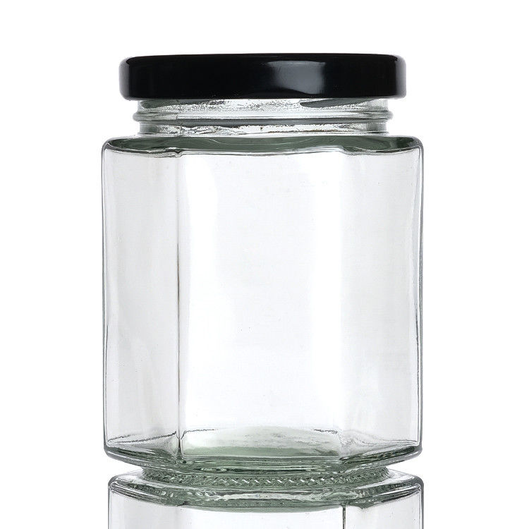 Clear Bottle Jars With Lids Hexagon Glass Storage Jar For Tea Canister