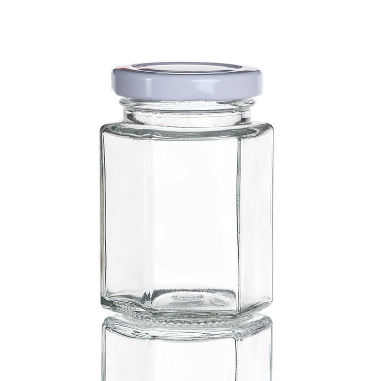 Clear Bottle Jars With Lids Hexagon Glass Storage Jar For Tea Canister