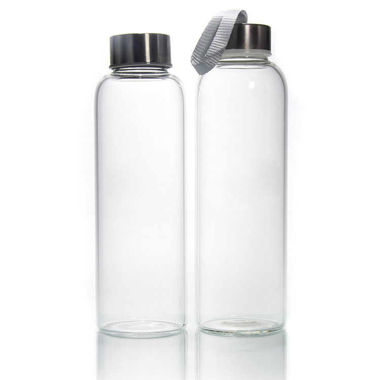 Outdoor 35ml 500ml Round Sports High Borosilicate Glass Water Bottle With Silicone Sleeve