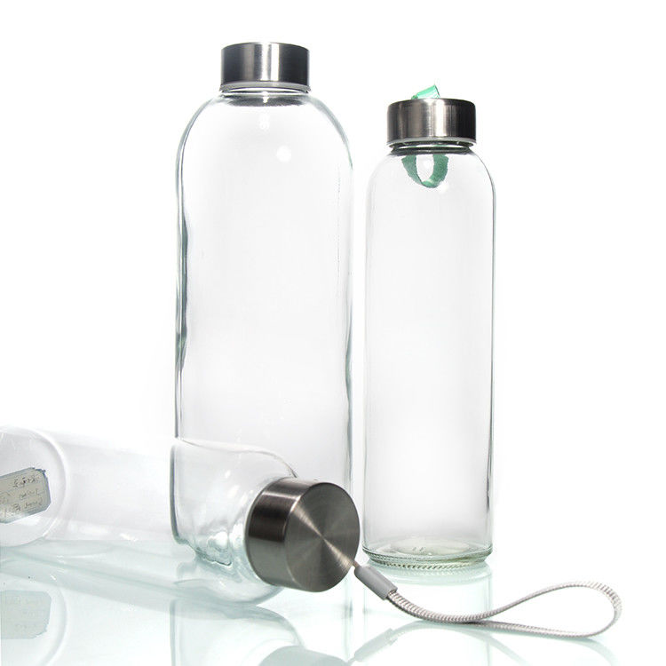 Outdoor 35ml 500ml Round Sports High Borosilicate Glass Water Bottle With Silicone Sleeve