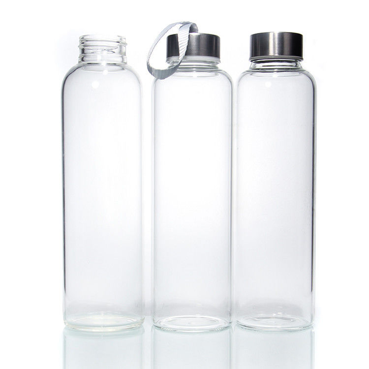 Glass Bottles Eco Friendly Bpa Free Stainless Steel Lid 500ml Drinking Glass Water Bottle