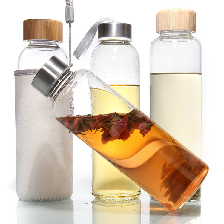 Glass Bottles Eco Friendly Bpa Free Stainless Steel Lid 500ml Drinking Glass Water Bottle