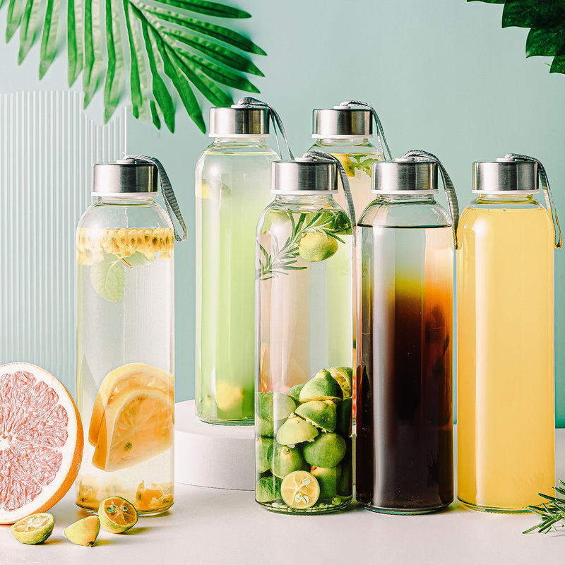 High Quality Wholesale High Borosilicate Glass Drinking Water Bottle With Stainless Steel Lid