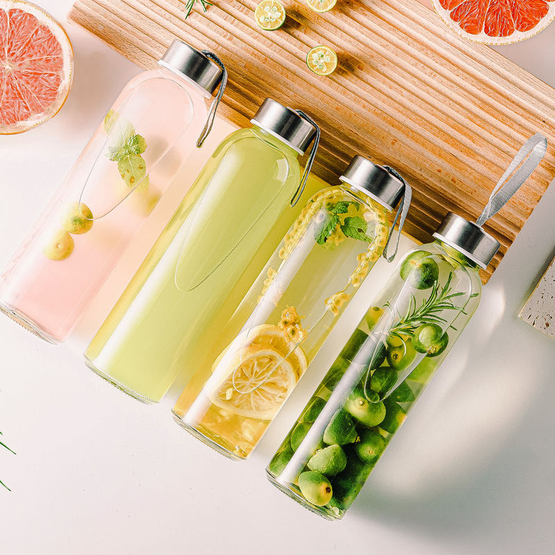 High Quality Wholesale High Borosilicate Glass Drinking Water Bottle With Stainless Steel Lid