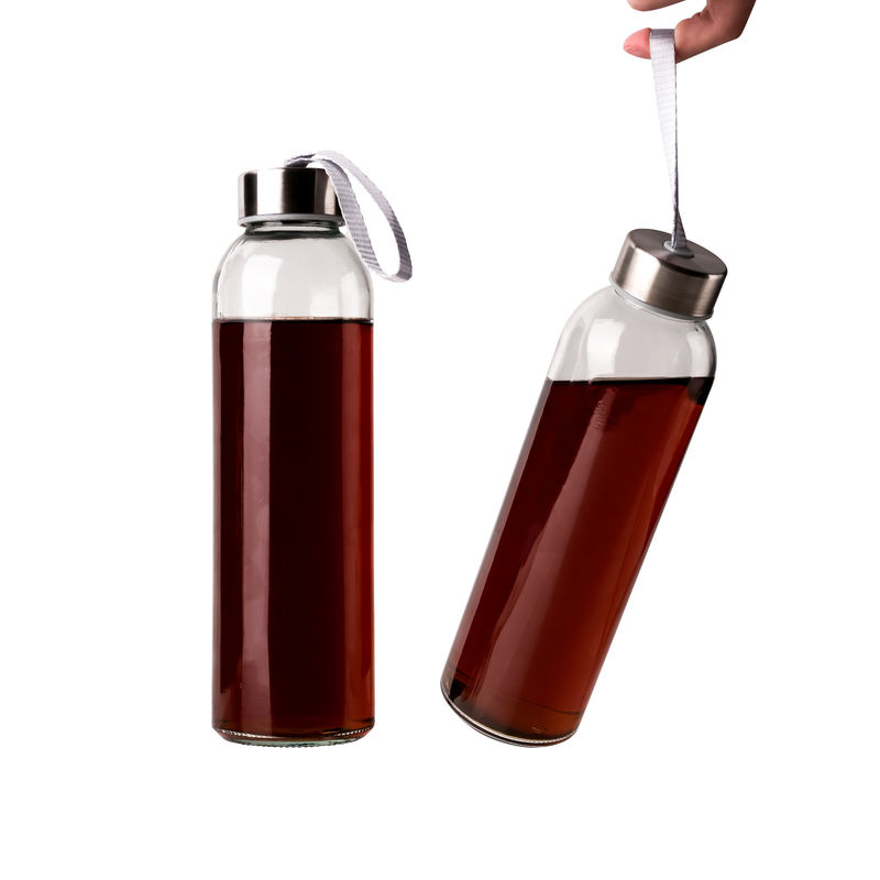 350ml 500ml Round Sports High Borosilicate Glass Water Bottle With Silicone Sleeve