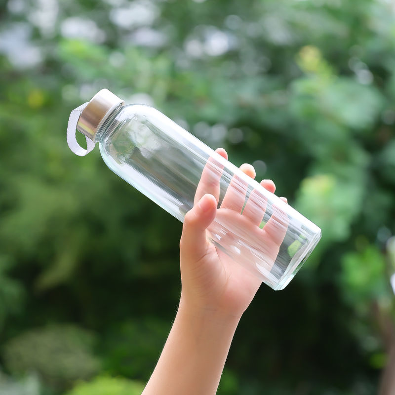 350ml 500ml Round Sports High Borosilicate Glass Water Bottle With Silicone Sleeve