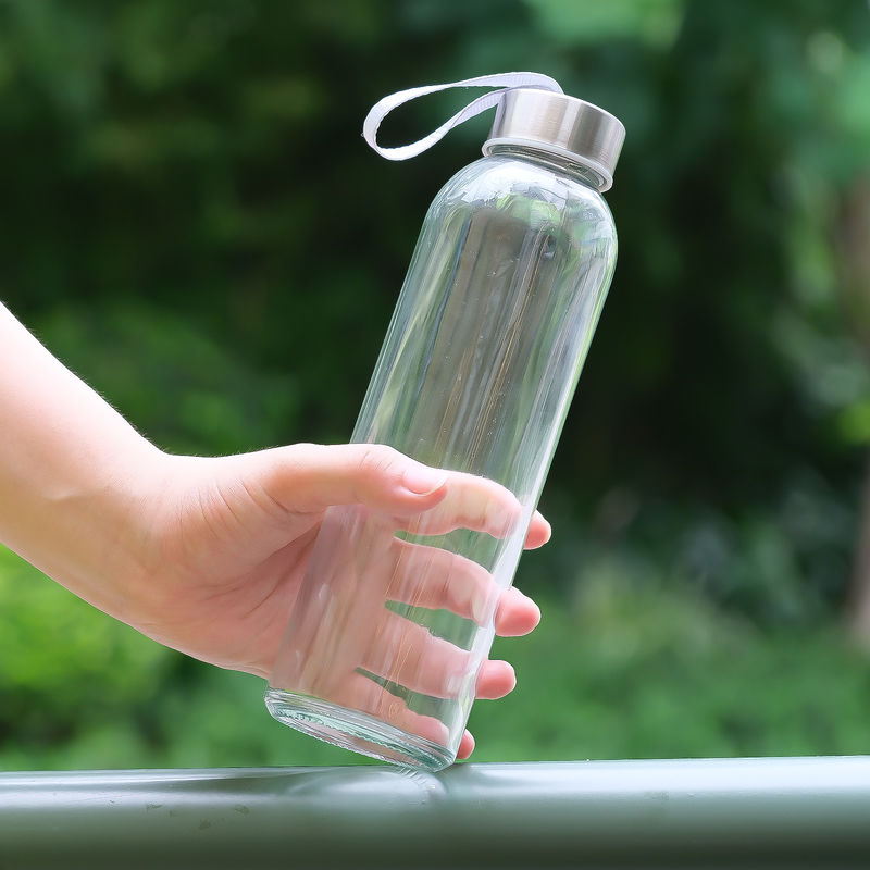350ml 500ml Round Sports High Borosilicate Glass Water Bottle With Silicone Sleeve